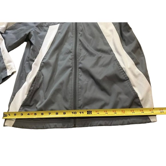 Nike Sportswear Zip Jacket Track Mesh Gray White Stripe Large L 14 16 - Picture 10 of 14